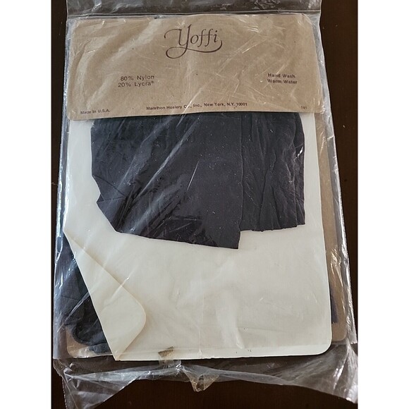 Vintage Yoffi Sheer Off Black Tall Pantyhose Support Lycra Control Top Style 141 - Picture 5 of 6